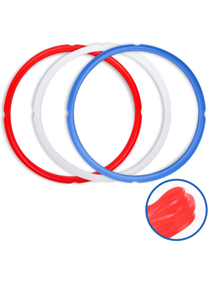 6-quart instant pot accessory sealing ring - red, blue and transparent, sweet and salty versions -3 packs of food grade alternative silicone sealing gaskets without bisphenol A - Image 1